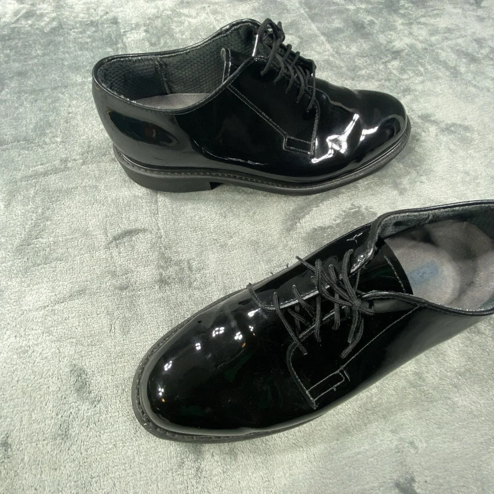 Bates Dress‎ Shoes Size 10 Black Shiny Lace-Up Vibram Business Military Gloss